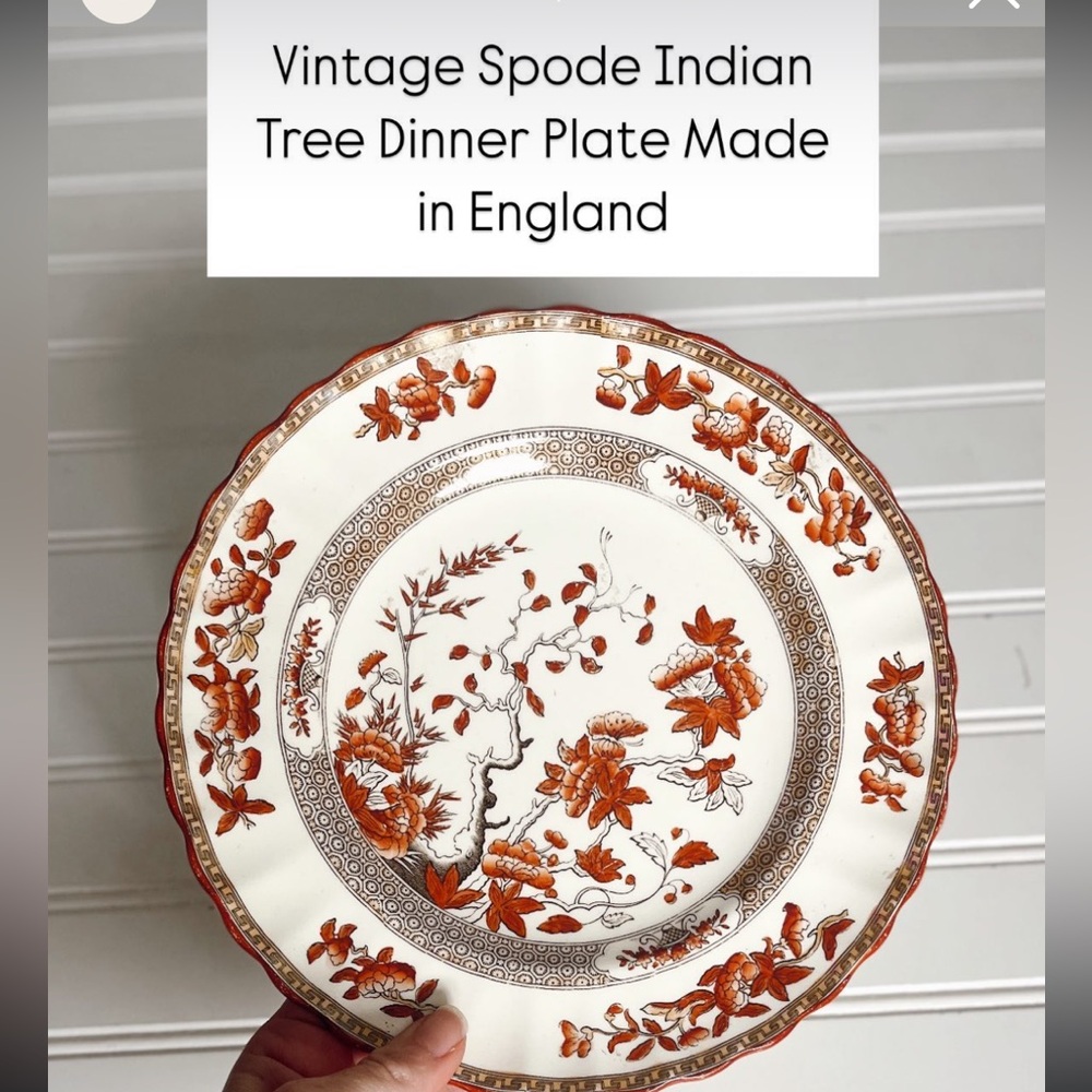 Vintage Floral Plate with Orange Accents